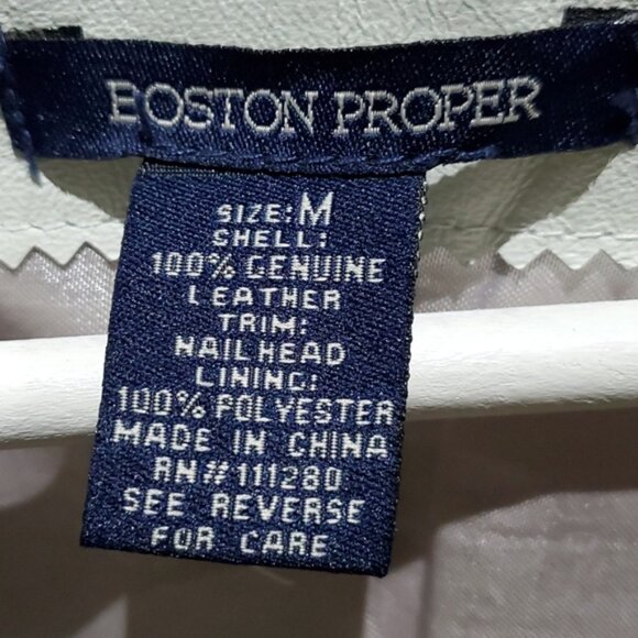 BOSTON PROPER WHITE LEATHER MOTO JACKET WITH STUDS SIZE MEDIUM - Picture 9 of 16